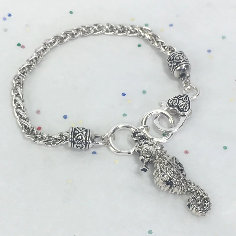 Seahorse Charm silver tone bracelet 8